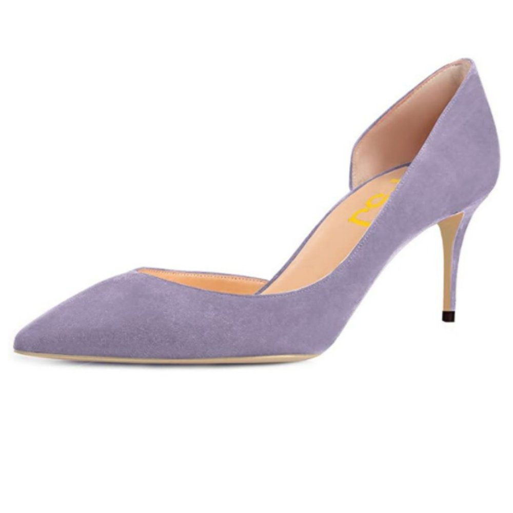 FSJ Basic Slip on D'Orsay Pumps Heels Pointed Toe